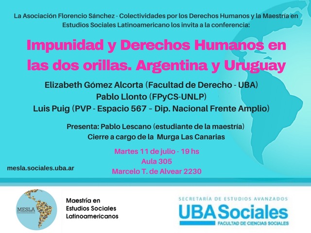 Conferencia «Impunidad y Derechos Humanos en las dos orillas. Argentina y Uruguay»
